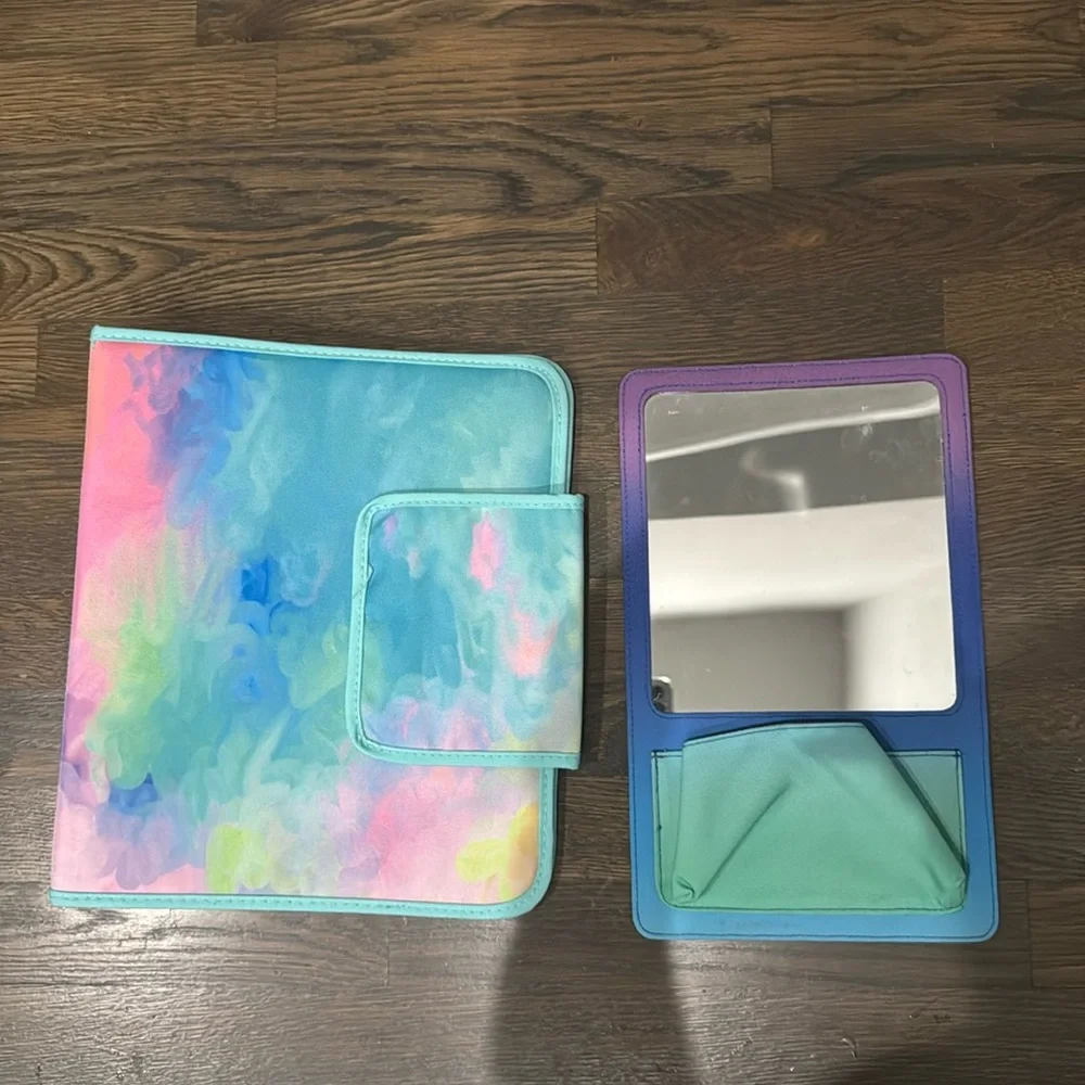 Pottery barn teen bundle of binder and mirror white board for locker 4 pieces